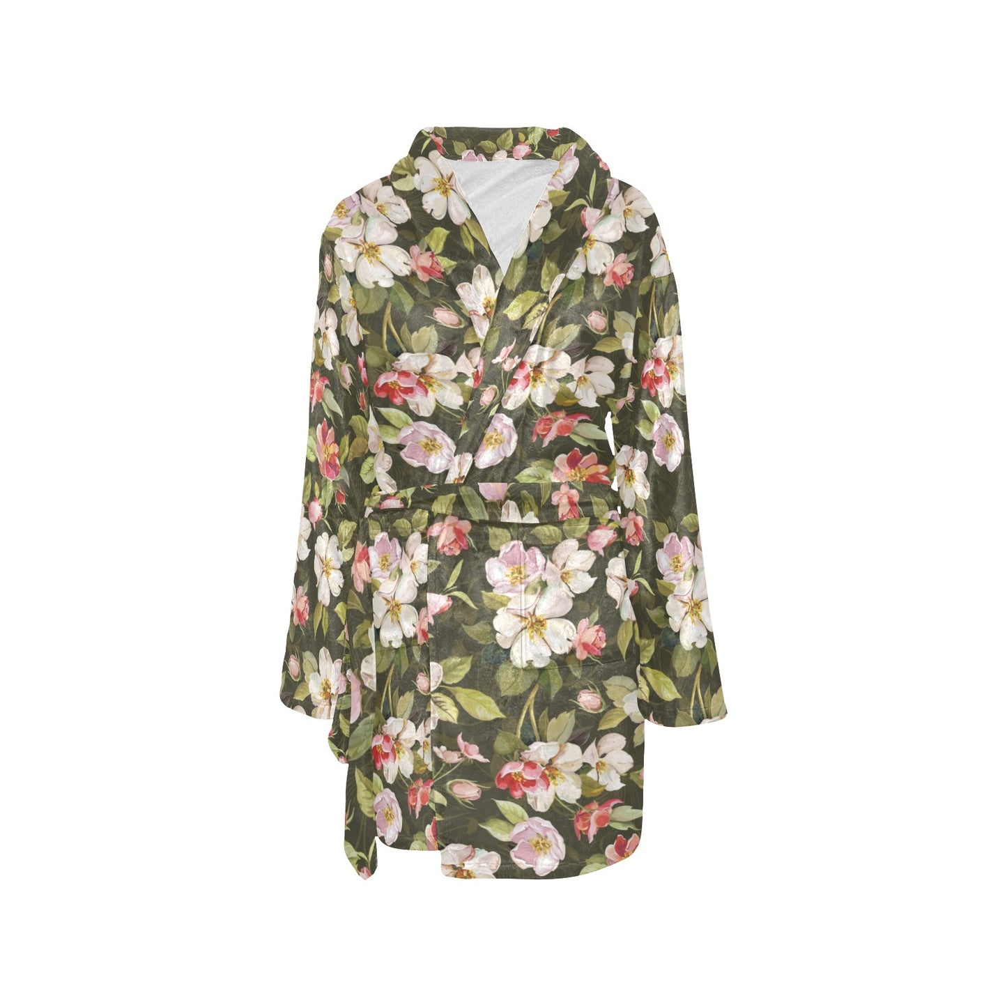 Apple blossom Pattern Print Design AB01 Women's Fleece Robe
