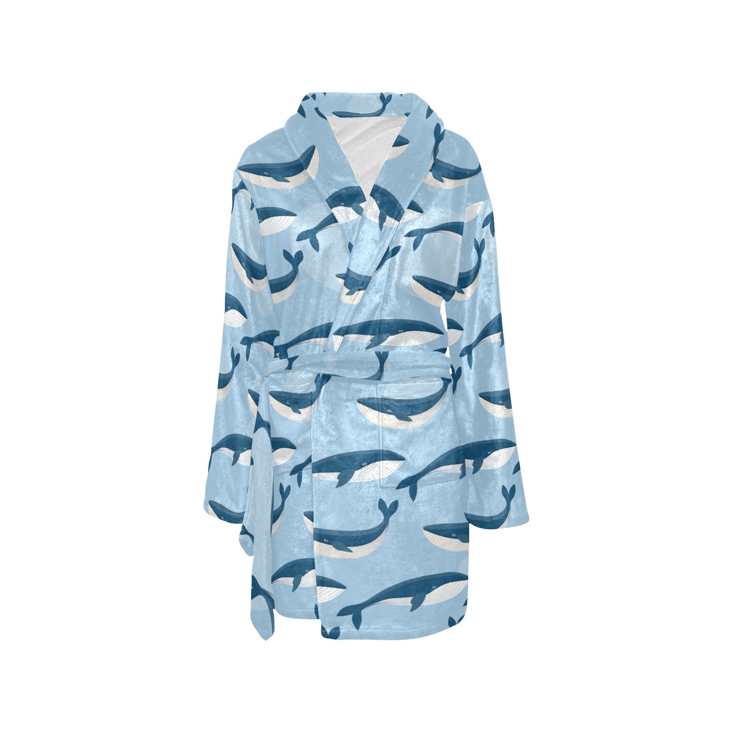 Blue Whale Pattern Print Design 02 Women's Fleece Robe