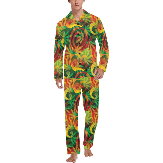 Rastafarian Pattern Print Design A01 Men's Long Pajama Set