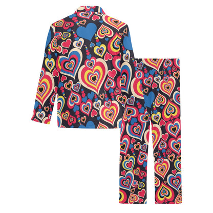 Heart Pattern Print Design HE08 Men's Long Pajama Set