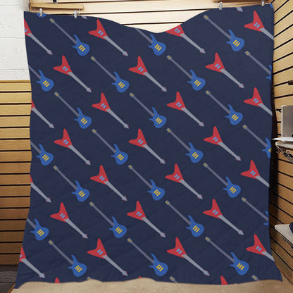 Electric Guitar Pattern Print Design 01 Premium Quilt