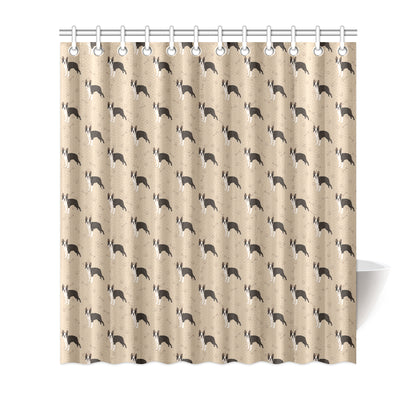 Boston Terrier Pattern Print Design 02 Shower Curtain