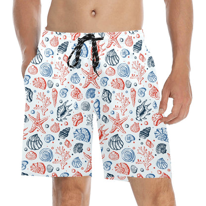 Seashell Print Design LKS307 Men's Swim Trunks Beach Shorts