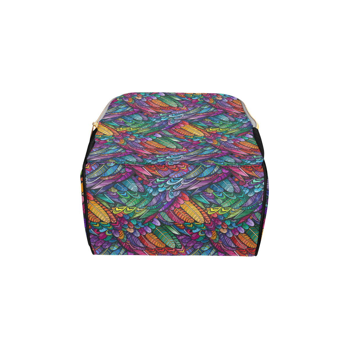 Feather Multicolor Design Print Diaper Bag Backpack