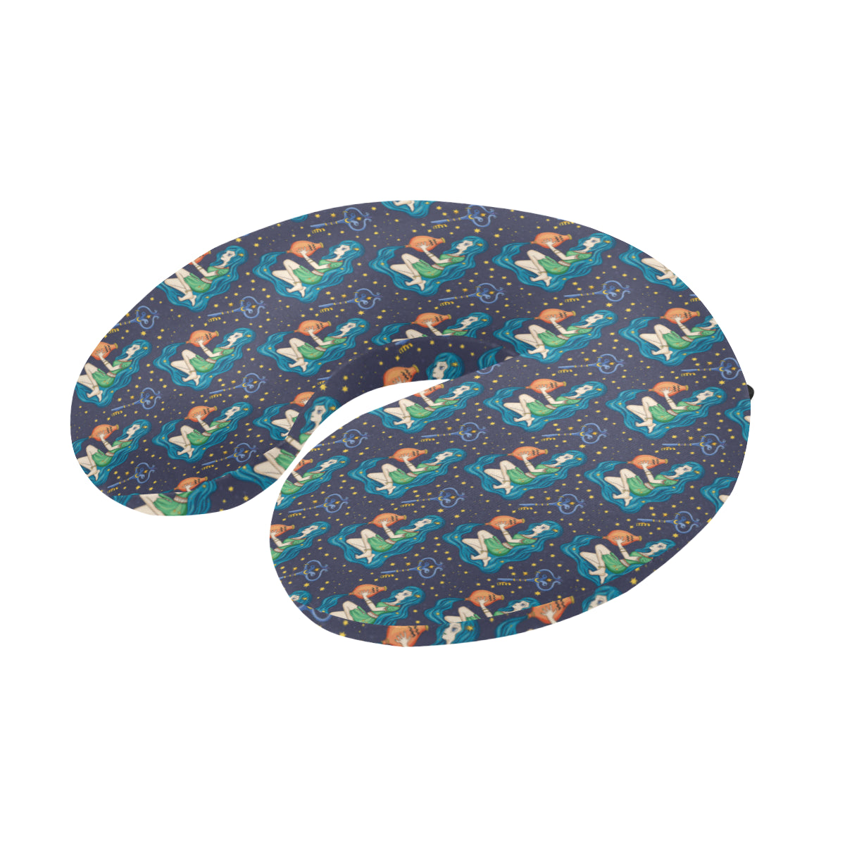 Aquarius Zodiac Pattern Print Design 03 U-Shaped Travel Neck Pillow