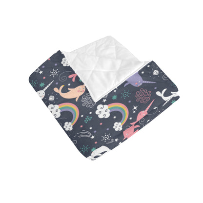 Narwhal Pattern Print Design 01 Premium Quilt