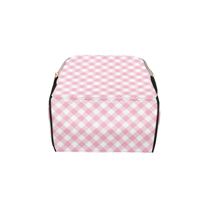 Gingham Pink Pattern Print Design 02 Diaper Bag Backpack