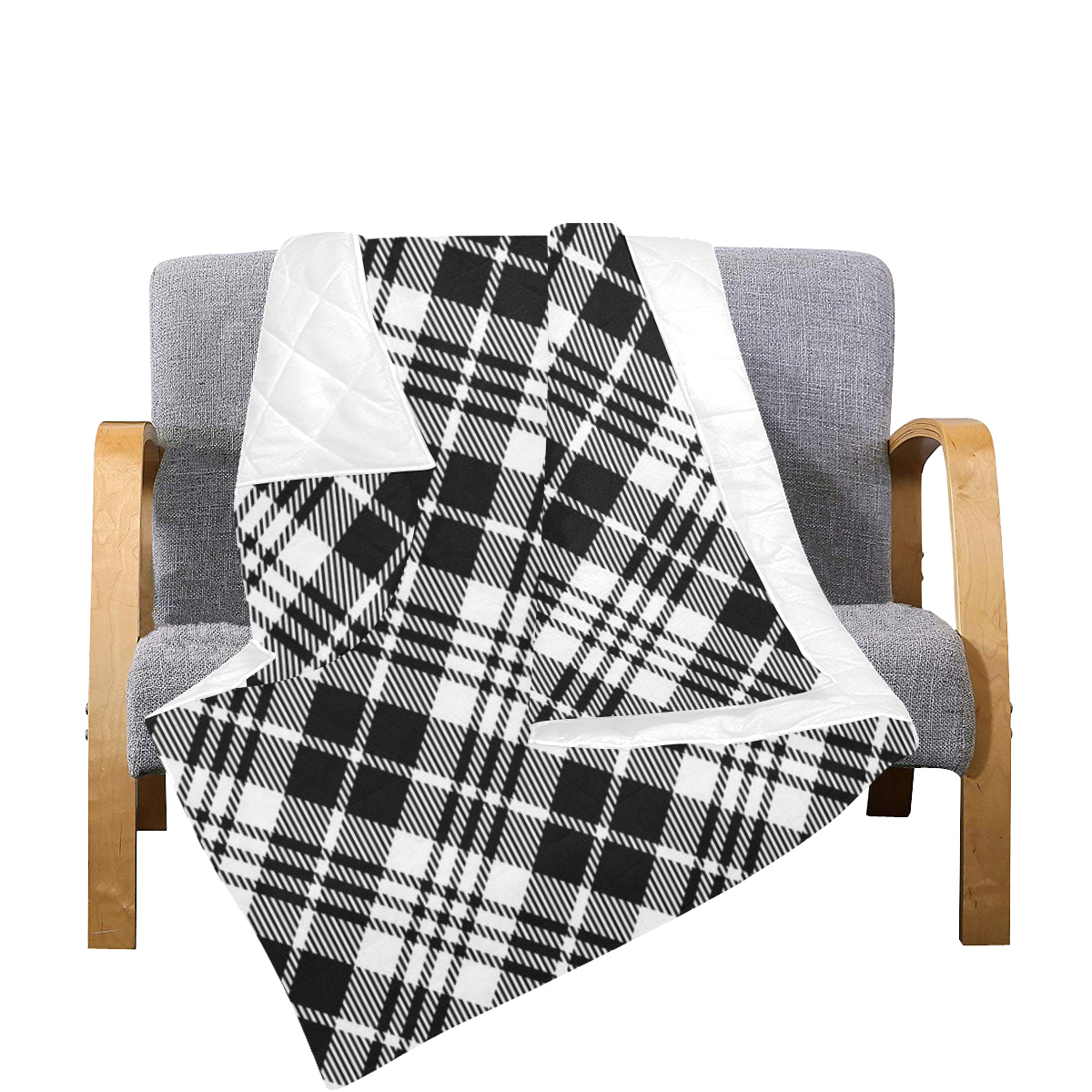 Plaid Black White Pattern Print Design A02 Premium Quilt