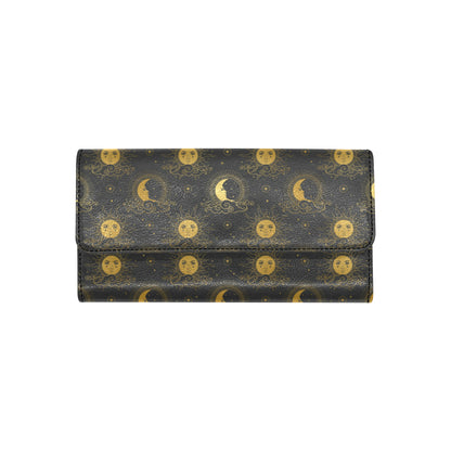 Celestial Moon Sun Pattern Print Design 05 Women's Trifold Wallet
