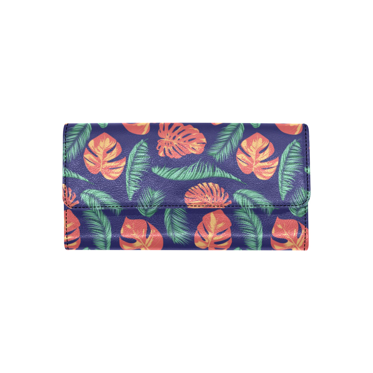 Palm Leaves Pattern Print Design PL011 Women's Trifold Wallet