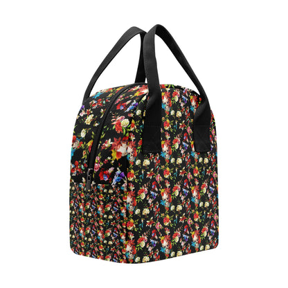 Skull Roses Flower Design Themed Print Insulated Lunch Bag