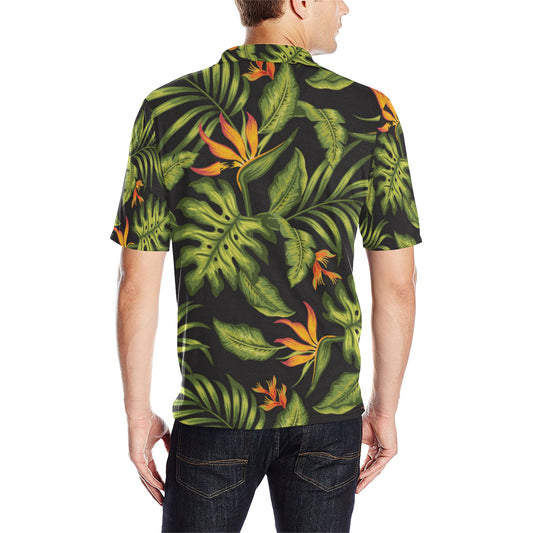 Bird Of Paradise Pattern Print Design BOP013 Men Polo Shirt