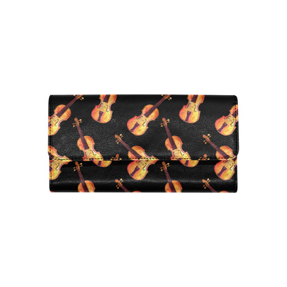 Violin Pattern Print Design 04 Women's Trifold Wallet