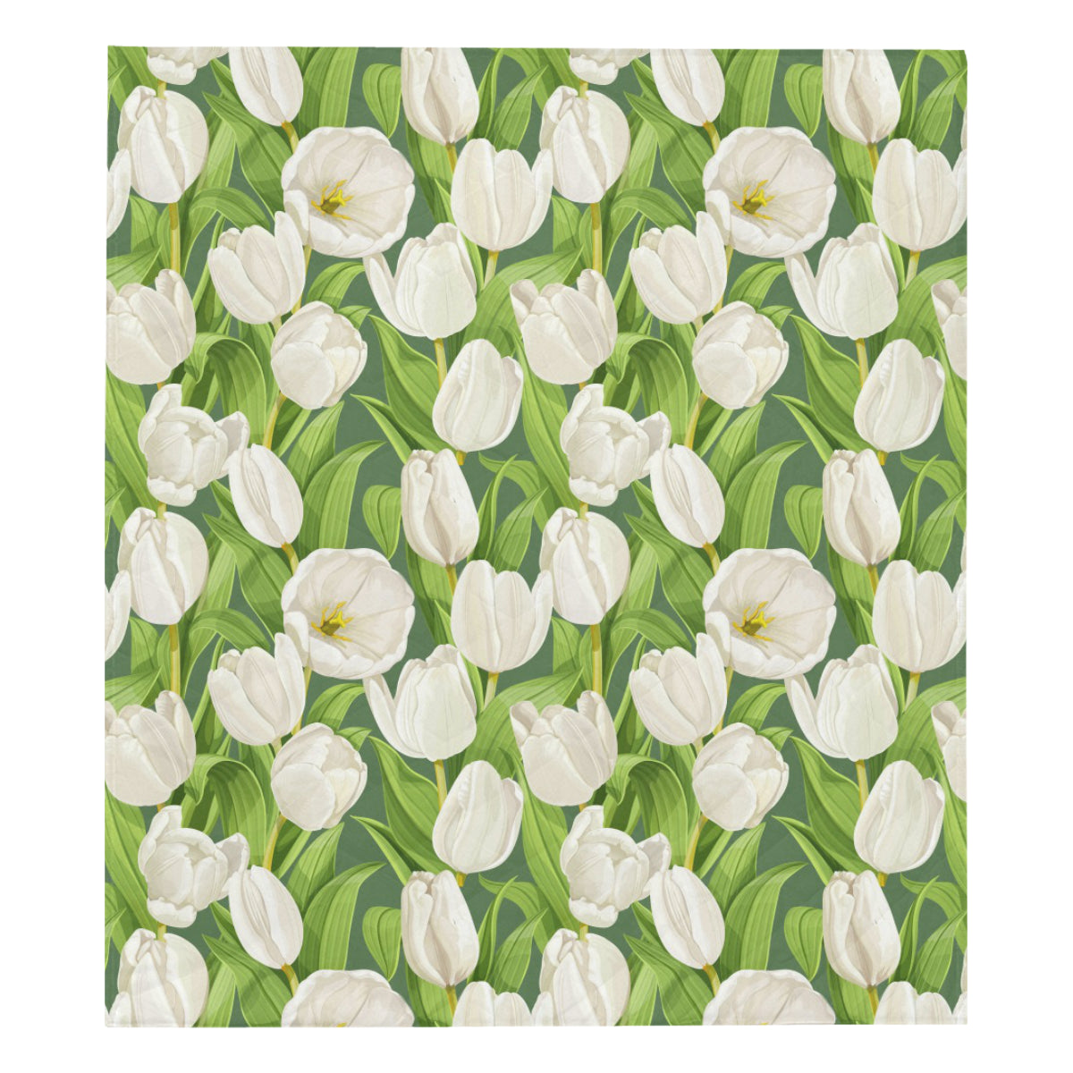 Tulip White Pattern Print Design TP05 Premium Quilt