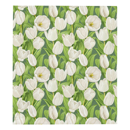 Tulip White Pattern Print Design TP05 Premium Quilt