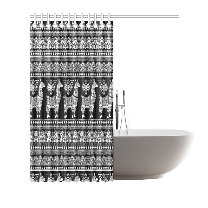 Llama Aztec Style Pattern Print Design 01 Shower Curtain