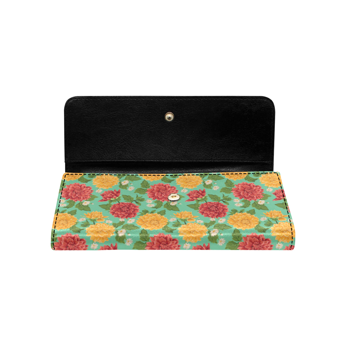 Dahlia Pattern Print Design DH011 Women's Trifold Wallet
