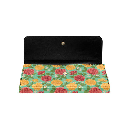Dahlia Pattern Print Design DH011 Women's Trifold Wallet