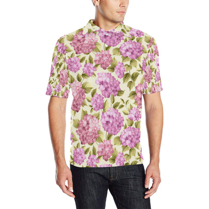 Hydrangea Pattern Print Design HD05 Men Polo Shirt