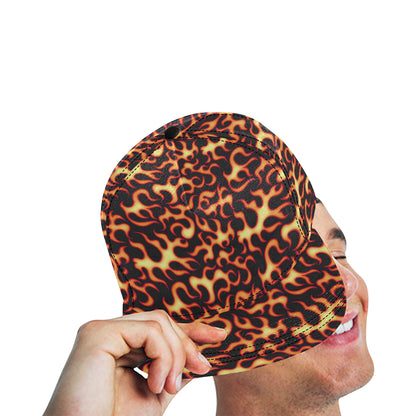 Flame Fire Themed Print Snapback Cap