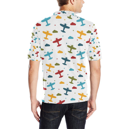 Airplane Pattern Print Design 06 Men Polo Shirt