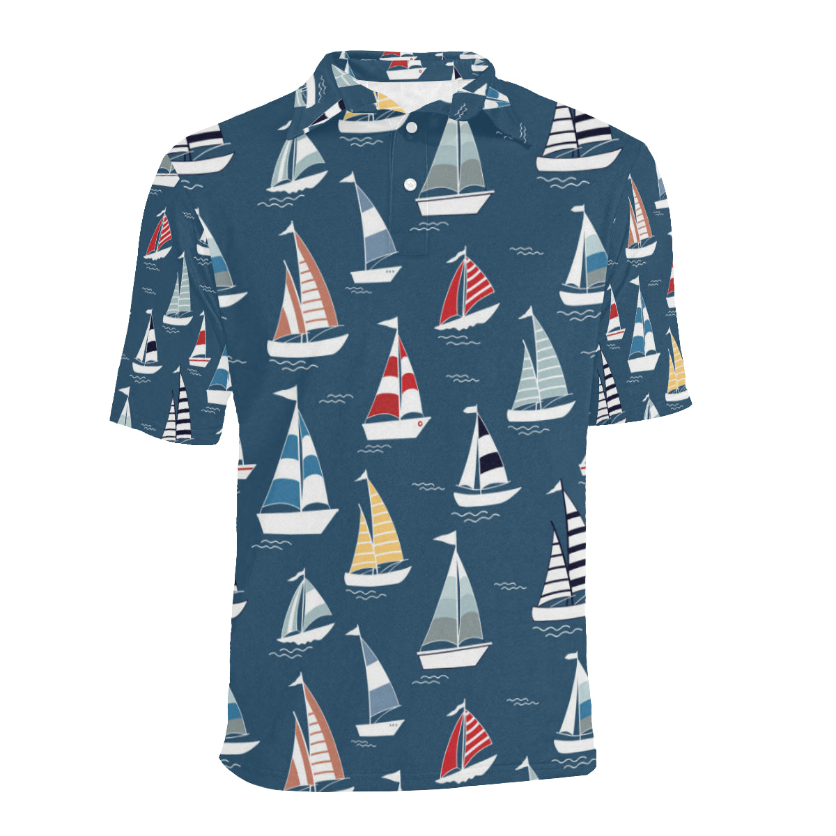 Sailing Ships Pattern Print Design A04 Men Polo Shirt