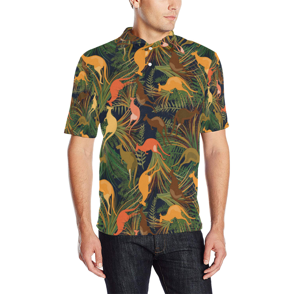 Kangaroos Pattern Print Design 07 Men Polo Shirt
