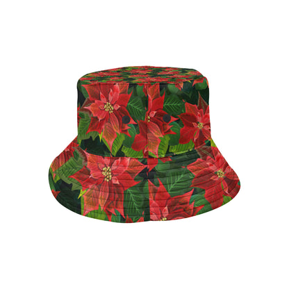 Poinsettia Pattern Print Design POT04 Unisex Bucket Hat