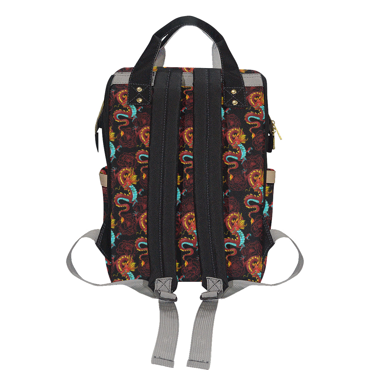Chinese Dragons and Peonies Design Diaper Bag Backpack