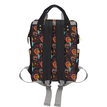 Chinese Dragons and Peonies Design Diaper Bag Backpack