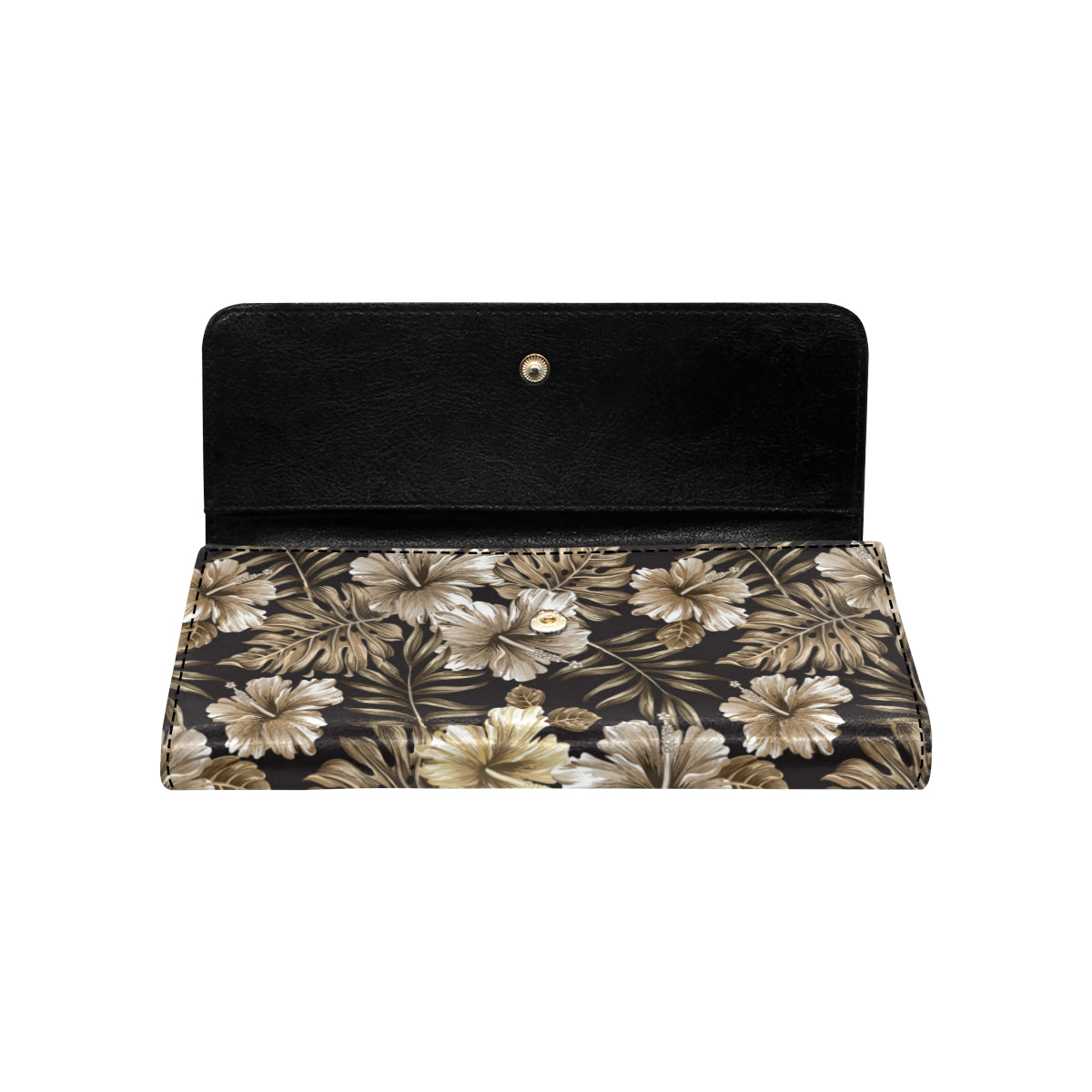 Brown Hibiscus Tropical Women's Trifold Wallet