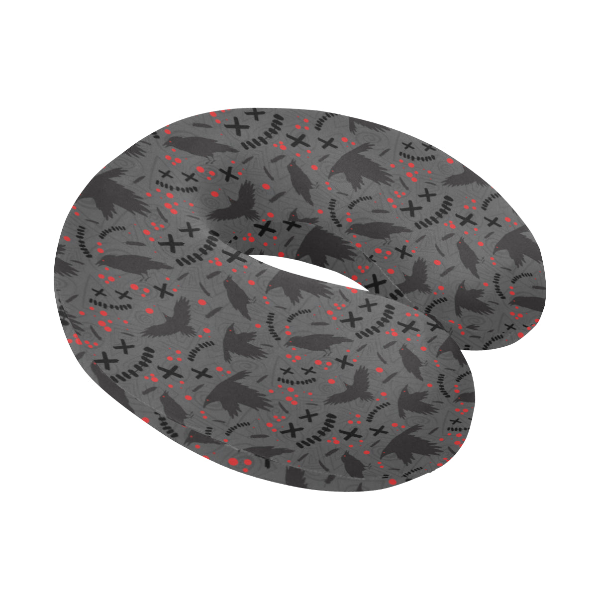 Crow Pattern Print Design 02 U-Shaped Travel Neck Pillow