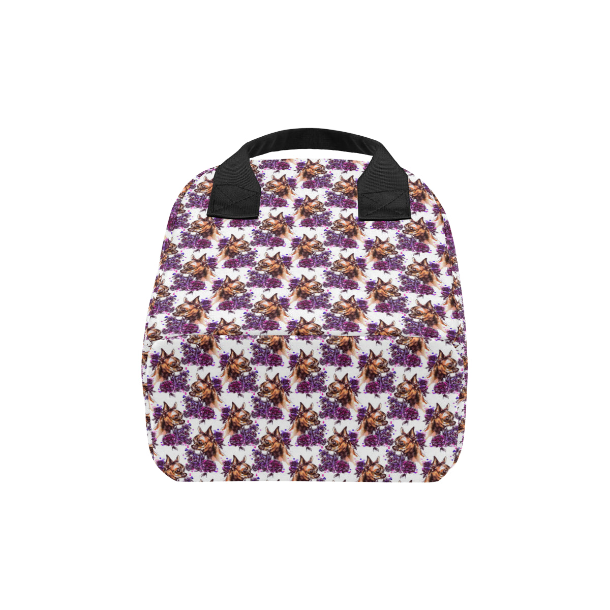 Chihuahua Purple Floral Insulated Lunch Bag