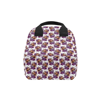 Chihuahua Purple Floral Insulated Lunch Bag