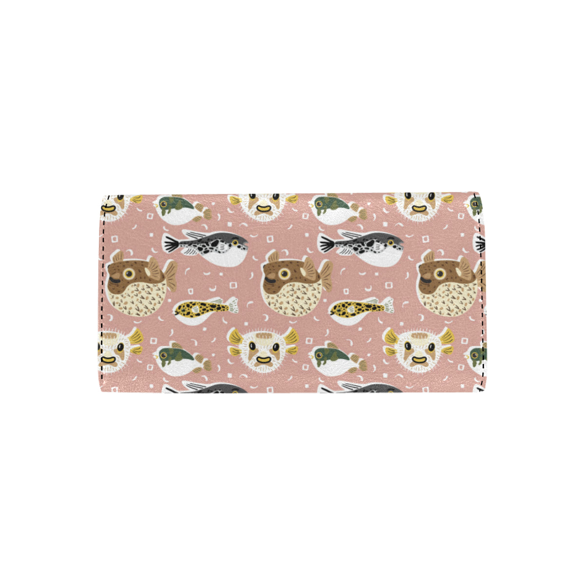 Fugu Cute Pattern Print Design 01 Women's Trifold Wallet