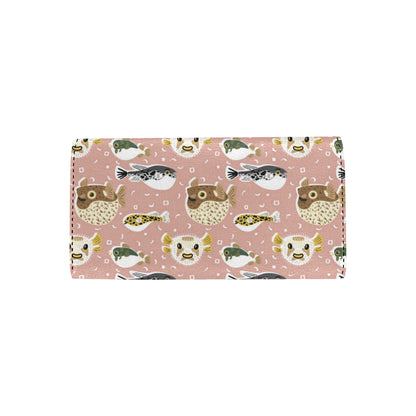 Fugu Cute Pattern Print Design 01 Women's Trifold Wallet