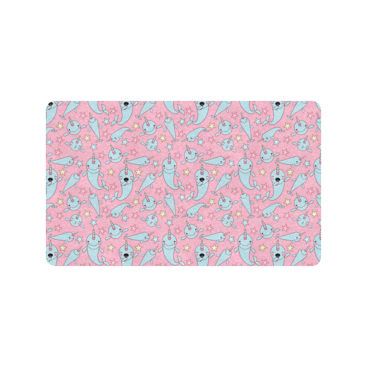 Narwhal Cartoon Cute Print Rubber Doormat
