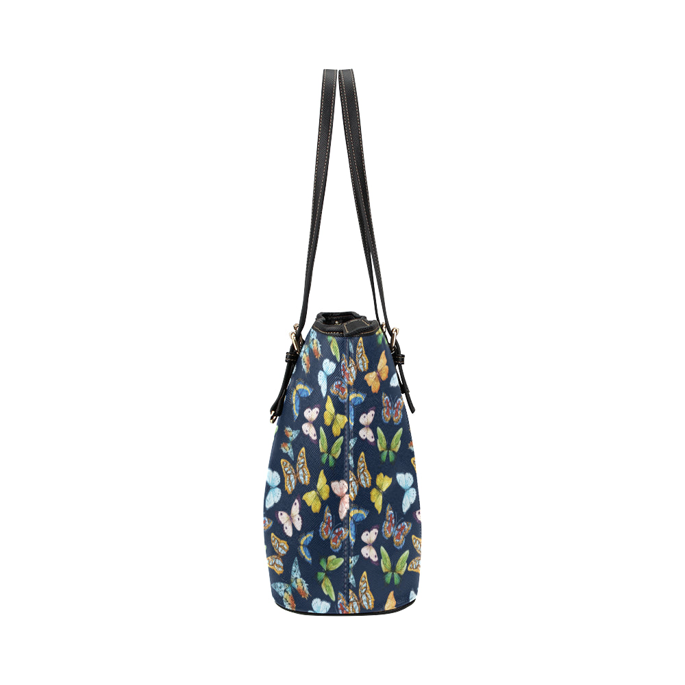 Butterfly Beautiful Print Pattern Leather Tote Bag