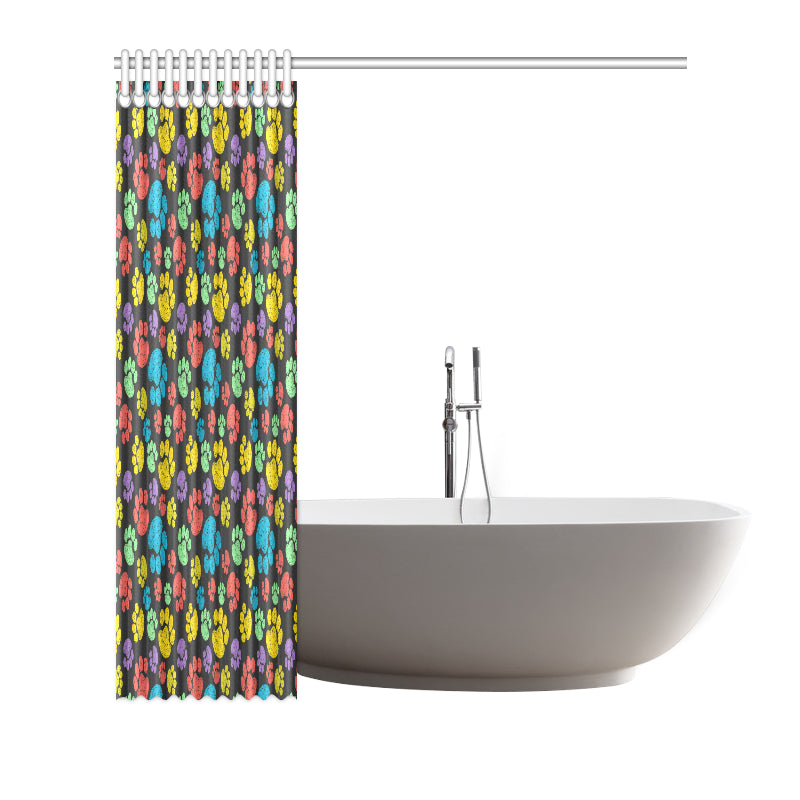 Paw Colorful Print Shower Curtain