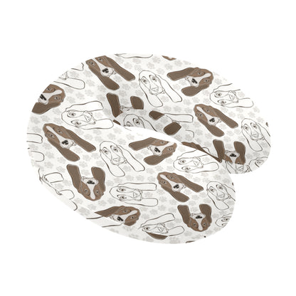 Basset Hound Pattern Print Design 01 U-Shaped Travel Neck Pillow