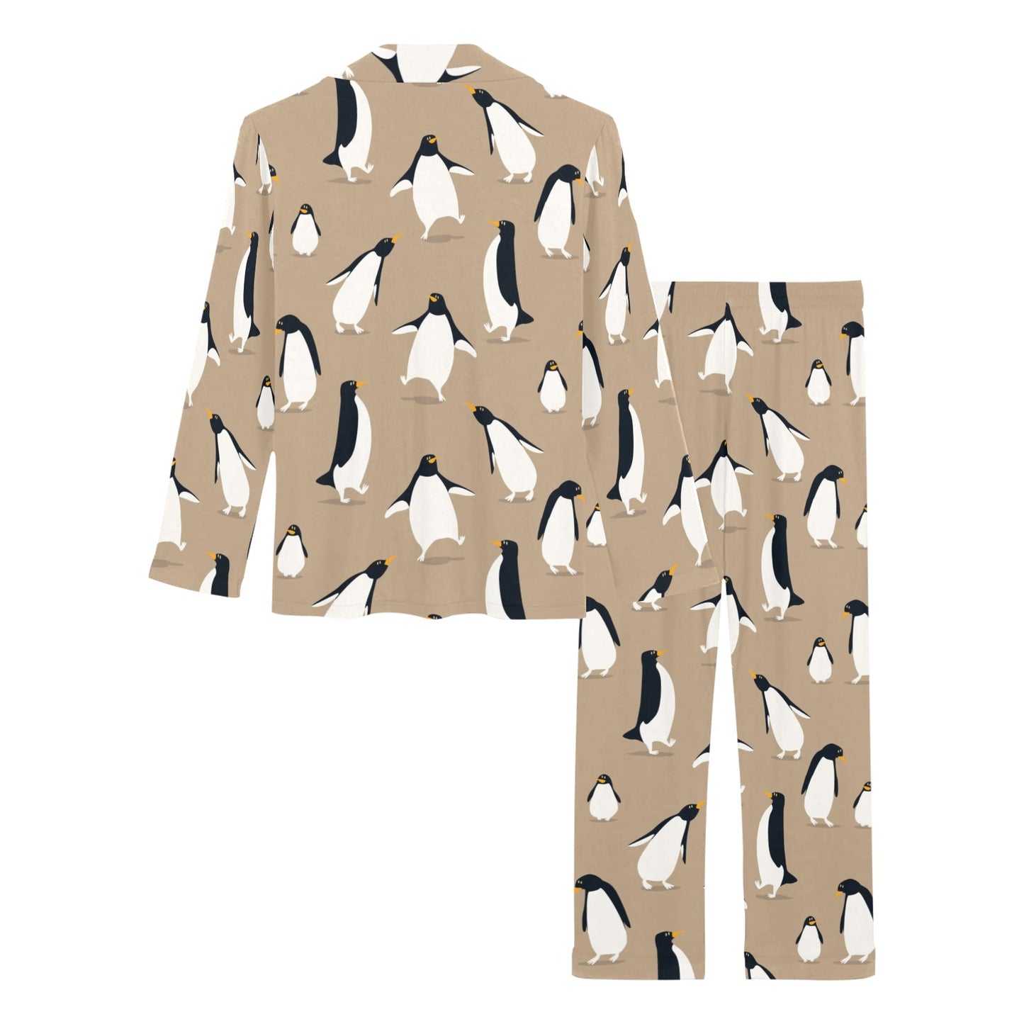 Penguin Pattern Print Design A01 Women's Long Pajama Set