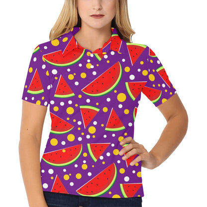 Watermelon Pattern Print Design WM010 Women's Polo Shirt