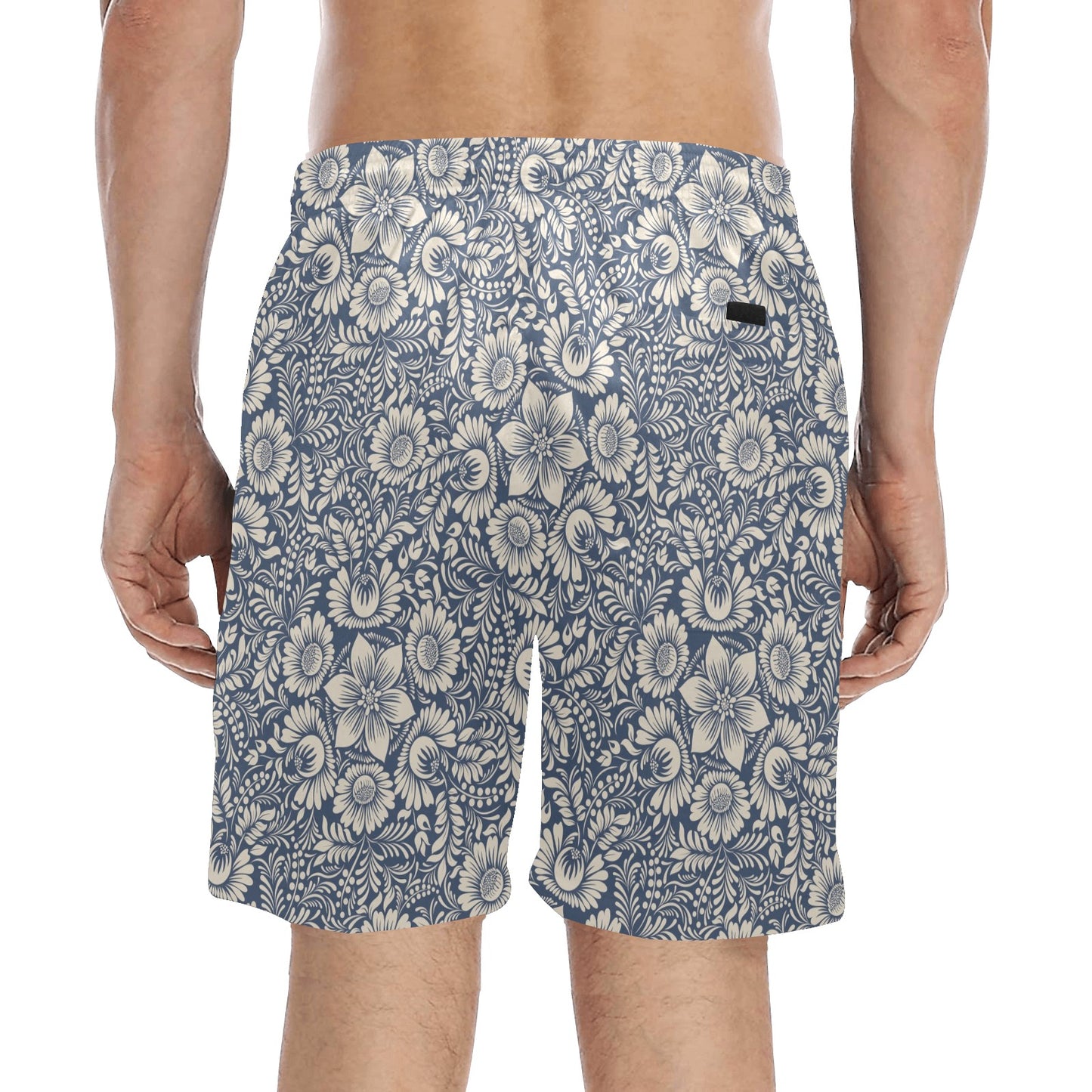 Elegant Floral Print Pattern Men's Swim Trunks Beach Shorts