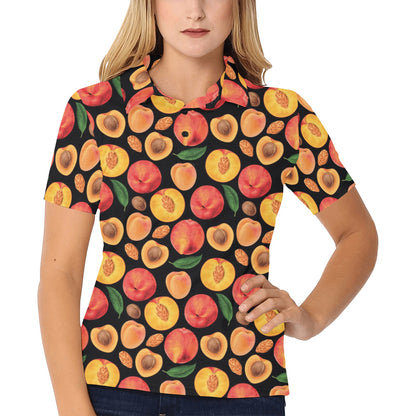 Peach Pattern Print Design A02 Women's Polo Shirt