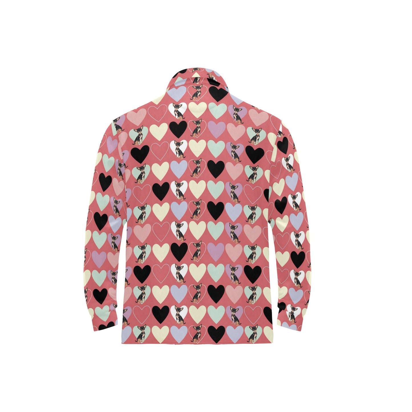 Chihuahua Pattern Print Design 01 Long Sleeve Polo Shirt For Men's