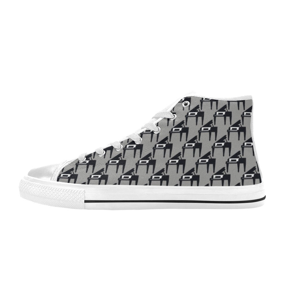 Piano Print Design LKS404 Men's High Top Canvas Shoes