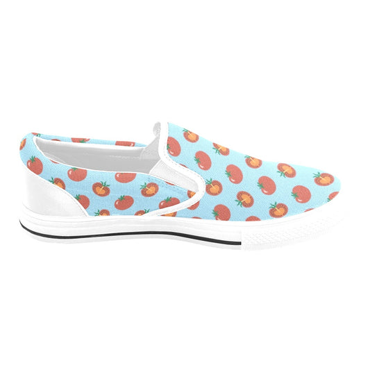 Tomato Print Design LKS304 White Slip Ons Canvas Women's Shoes