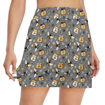 Honey Bee Print Design LKS301 17" Golf & Pickleball Skort with Pockets