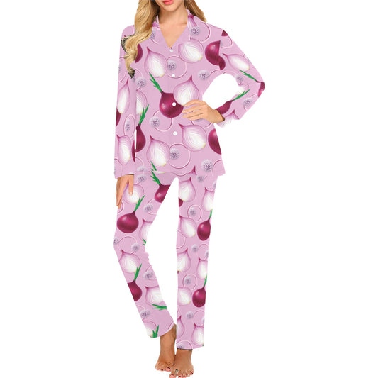 Onion Pattern Print Design A01 Women's Long Pajama Set