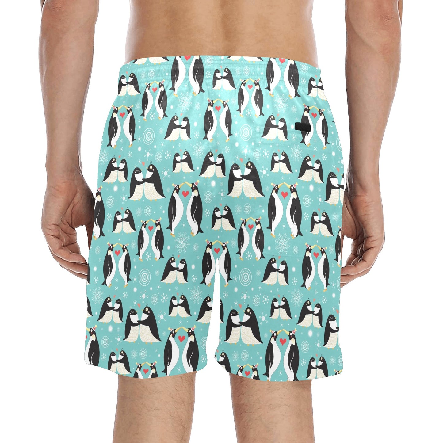 Penguin Love Print Men's Swim Trunks Beach Shorts